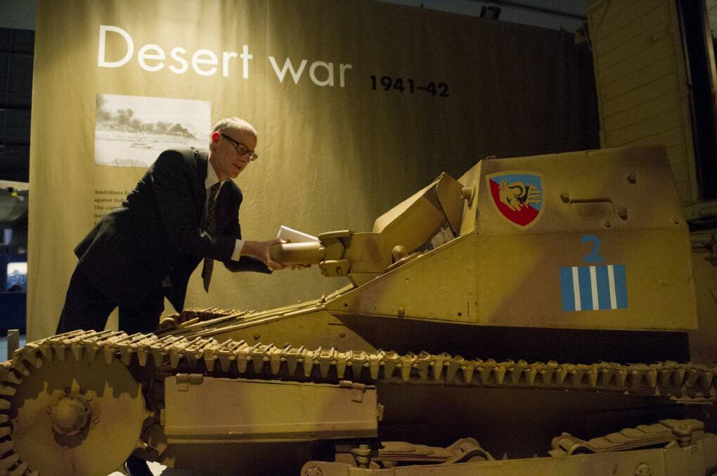 News
Senior Curator Shane Casey  with the Carro Veloce L.3/33 Tankette arrives at the Australian War Memorial on loan from the Canadian War Museum.
The Canberra Times
Date: 25 August 2015
Photo Jay Cronan Photo: Jay Cronan