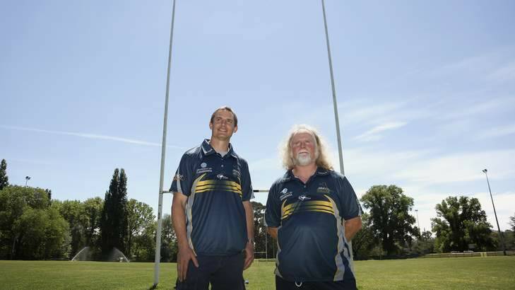 Perfect pair ... new Brumbies head coach Stephen Larkham and director of rugby Laurie Fisher. Photo: Jeffrey Chan