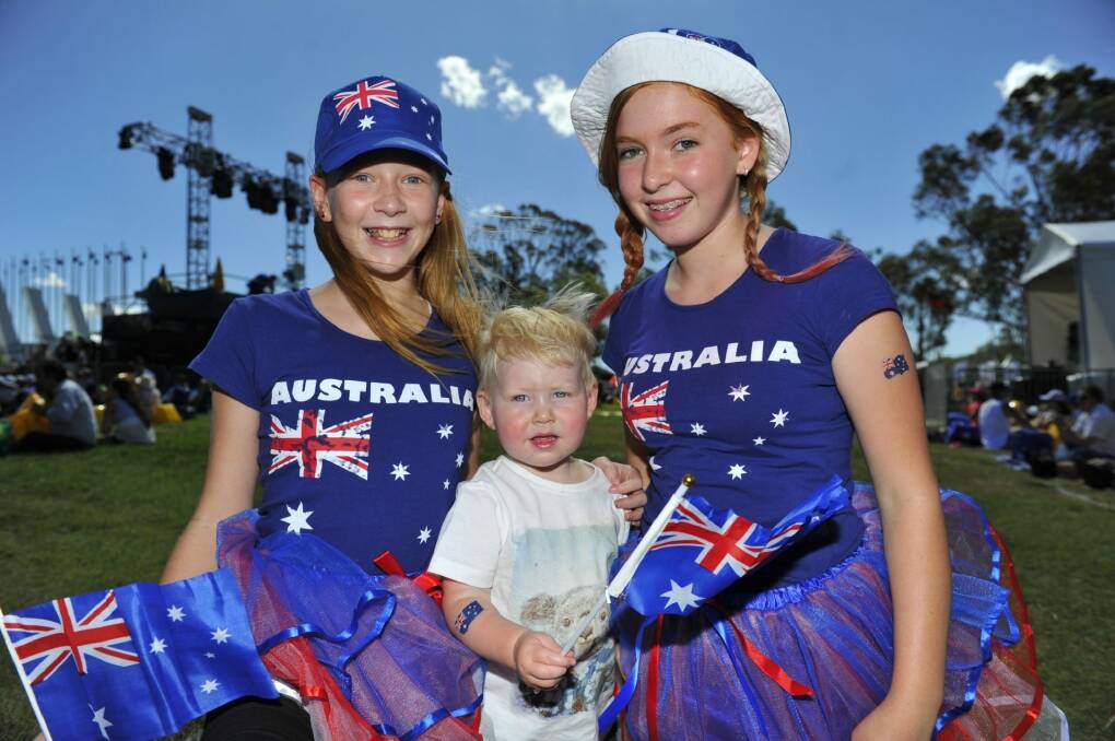 Tiana Jitts, Blair Mackenzie and Kailey Jitts at the Australia Day concert at Parliament House last year. Photo: Jay Cronan