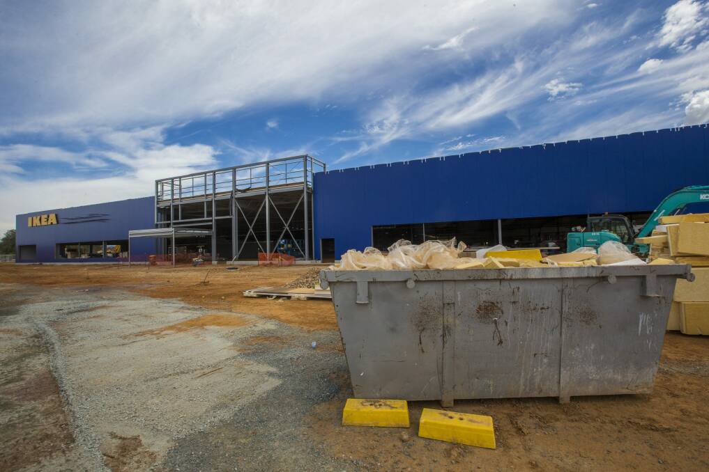 The exterior of the IKEA Building at Majura Park is well on the way to completion.
  Photo: Matt Bedford