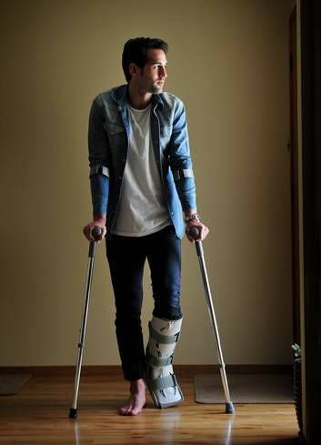 Valeri has been confined to a moon boot and crutches. Photo: Colleen Petch