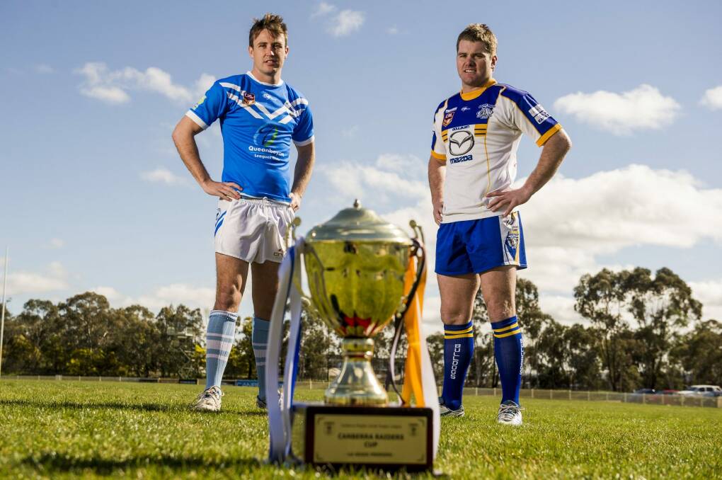 Marc Herbert, Queanbeyan Blues, and Mick Picker, Goulburn, will be among six former raiders players in the Canberra Region Rugby League team.  Photo: Jay Cronan