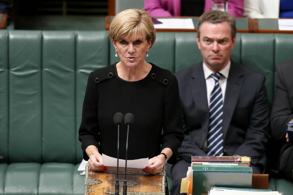 Foreign Affairs Minister Julie Bishop delivers a statement on the Australian victims of the Germanwings plane crash to Parliament on Wednesday.  Photo: Alex Ellinghausen