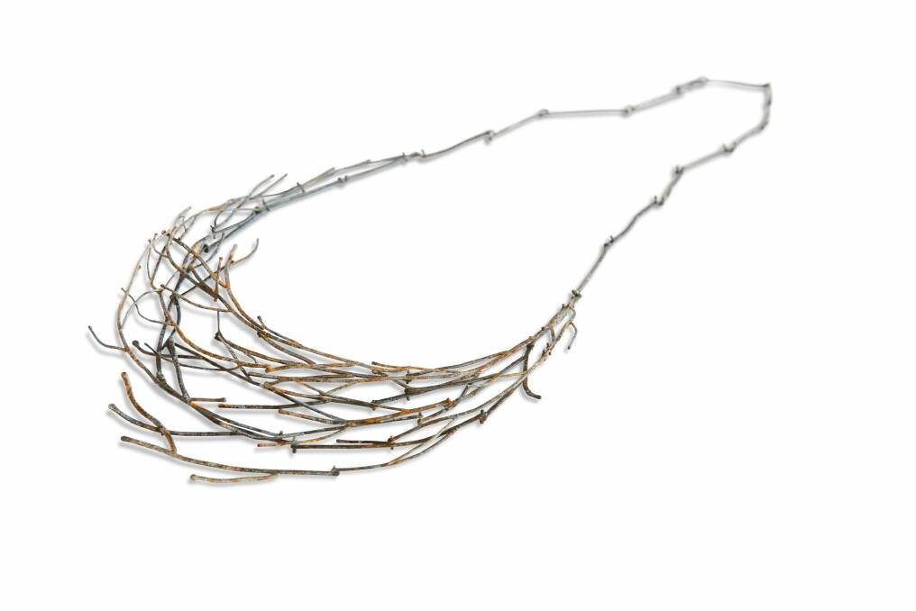 Neckpiece: Bushfire, 2017, by Robin Wells,  features in the Ap-ro-pos exhibiton. Photo: Supplied