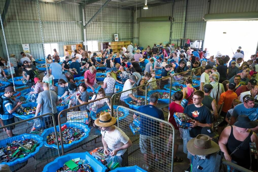 Huge lego sale at The Green Shed brings hundreds of people. Photo: Dion Georgopoulos Photo: Dion Georgopoulos