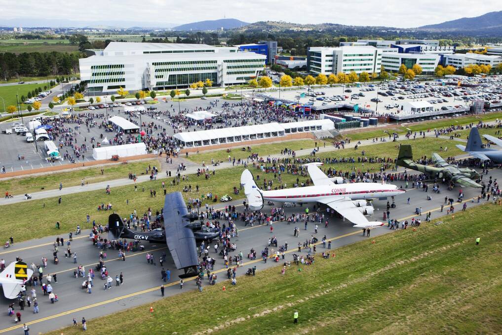 Big crowds are expected at the Canberra airport open day on Sunday, like this one from a previous year. Photo: Ginette Snow