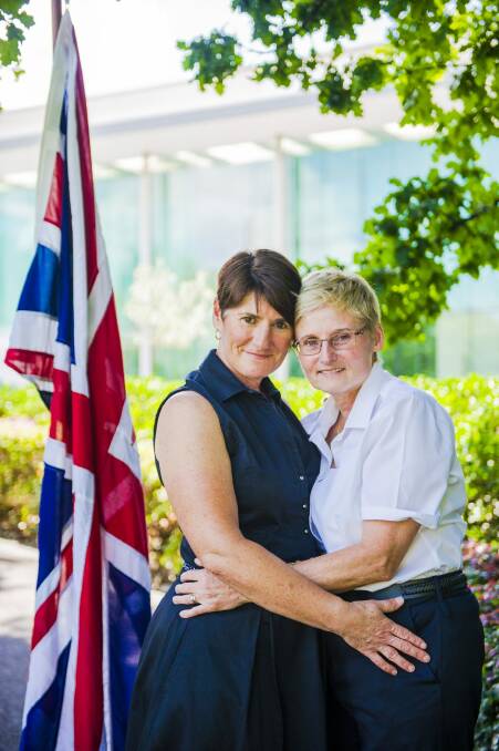 Jenny Seymour, left, and her wife Jeannette Walsh married at the British High Commission September 26, 2014. 
 Photo: Jamila Toderas