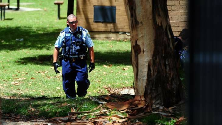 NSW Police at the scene of a student stabbing at Karabar High School. Photo: Karleen Minney