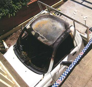 Anne Duffy was told by police not to move the burnt-out ute. Photo: Supplied