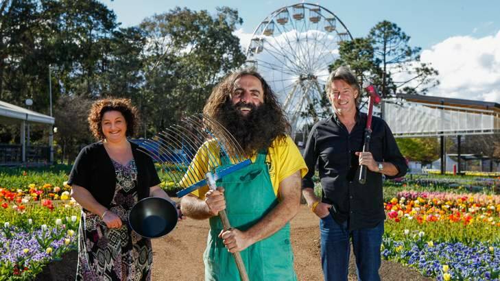 Gardening celebrities come to Floriade. Julie Goodwin, Costa Georgiadis and Barry Du bois. Photo: Katherine Griffiths