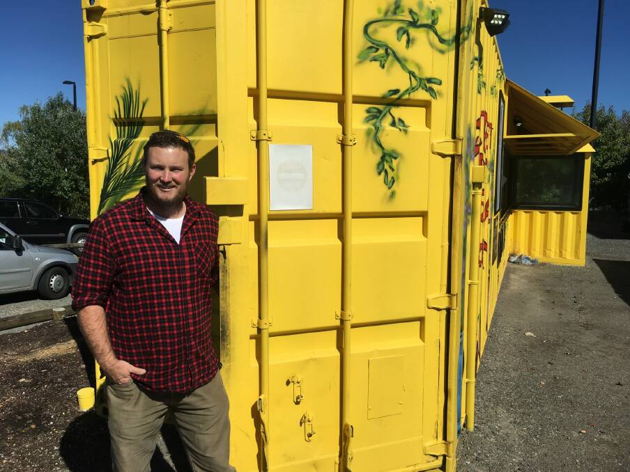 The Truffle Farm owner Jayson Mesman with the former Habibiz shipping container at Westside.  Photo: Jil Hogan