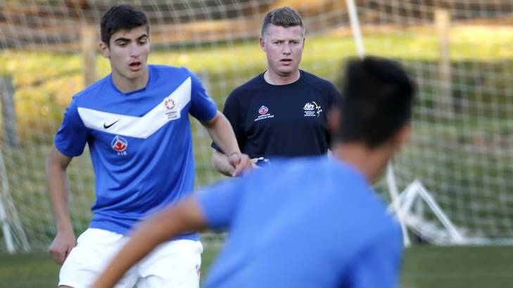 AIS Mens football assistant coach Ufuk Talay during a training session at the AIS. Photo: Jeffrey Chan