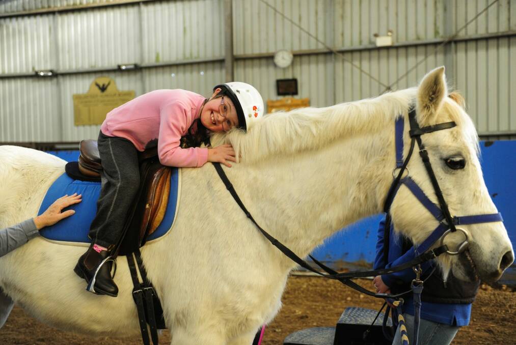 Sasha Mead, 8, of Murrumbateman, riding horse Gideon at Pegasus in Holt.  Photo: Melissa Adams