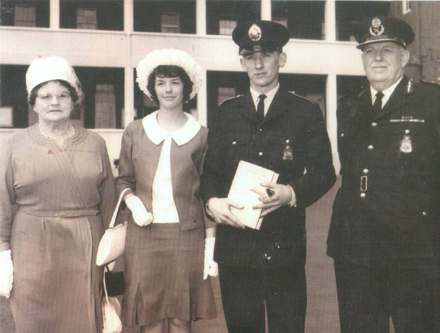 Channel Nine NRL commentator Ray 'Rabbits' Warren as a young constable in Canberra. Pictured with his first wife Monica. Photo: Supplied