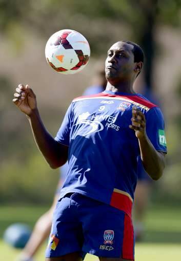 Emile Heskey at training with the Newcastle Jets. Photo: CASUAL CAS