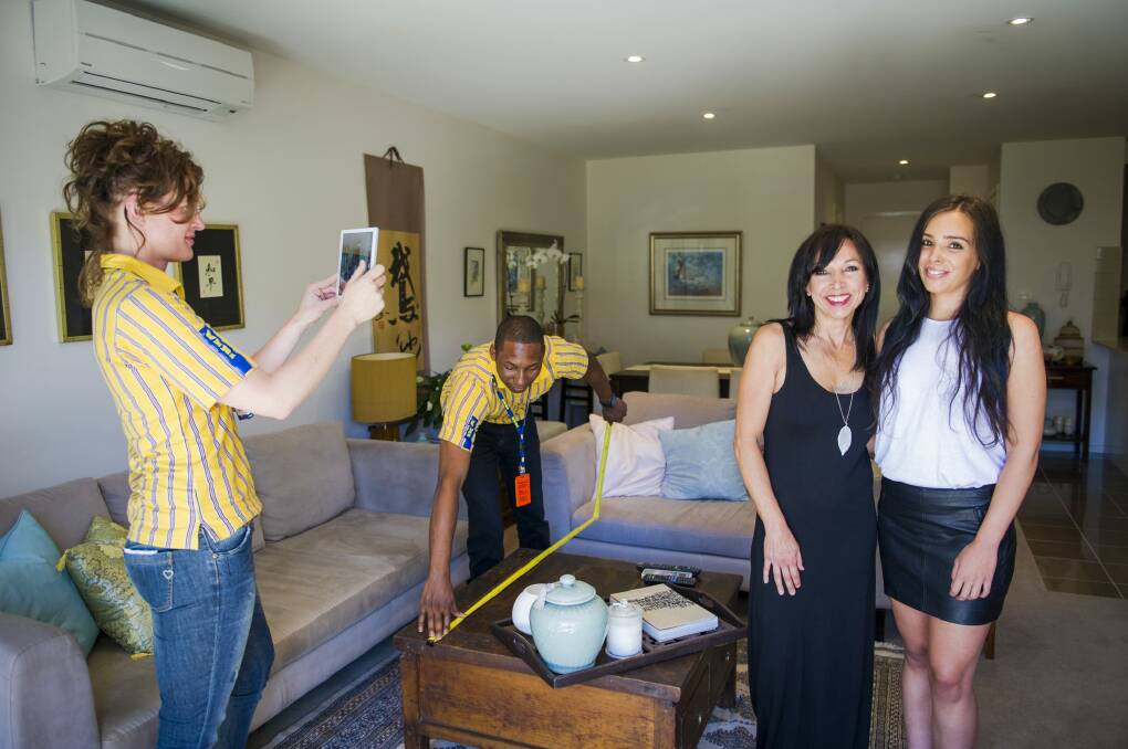From left, IKEA communication and interior design manager Debbie Bon, interior design worker Sam Udon, and householders Lali Burton and her daughter Tasha.

The Canberra Times

Photo Jamila Toderas Photo: Jamila Toderas