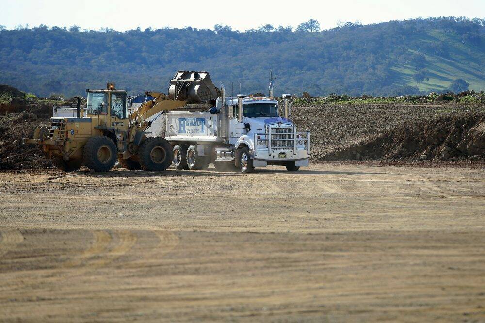 Earthworks vehicles on the site of the Majura Parkway project.  Photo:  Jeffrey Chan
