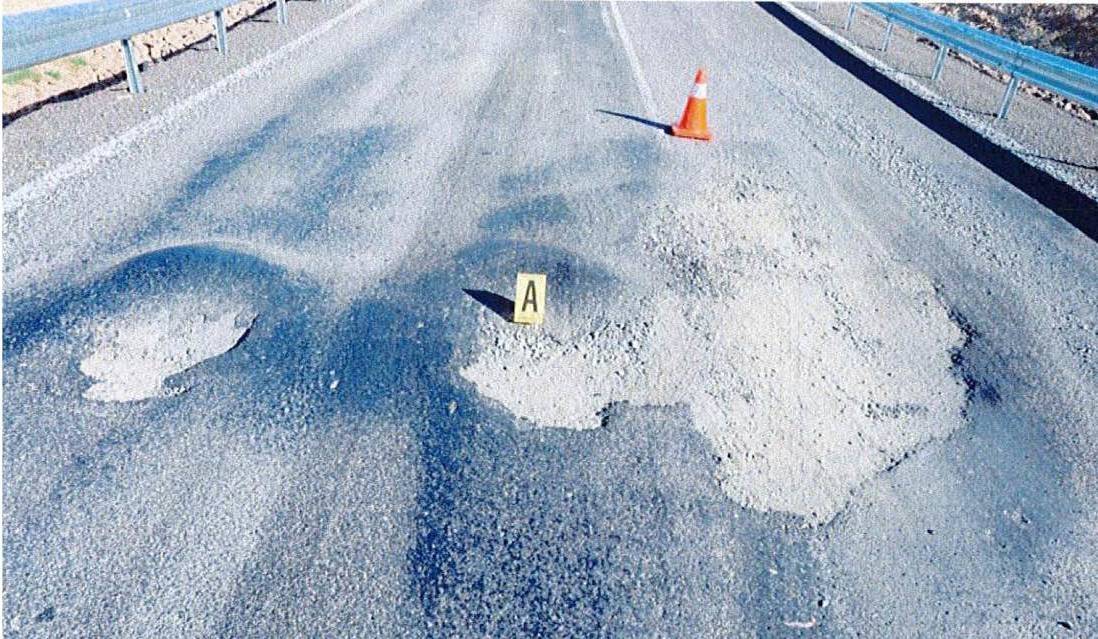 The pothole that James Hughes hit on his motorbike. Photo: Supplied