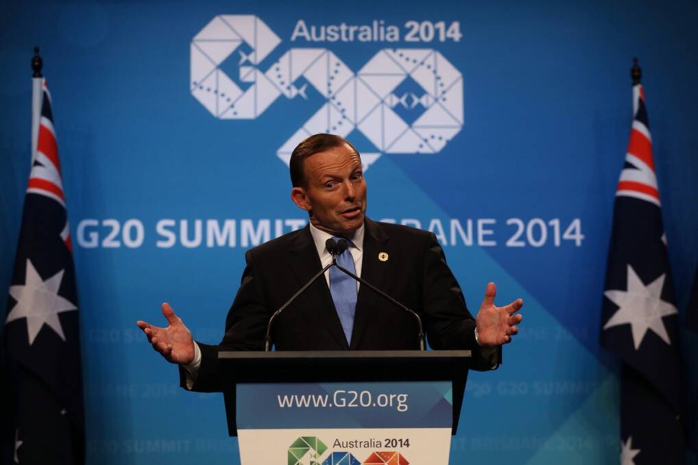 Prime Minister Tony Abbott during a press conference at the conclusion of the G20 in Brisbane. Photo: Andrew Meares