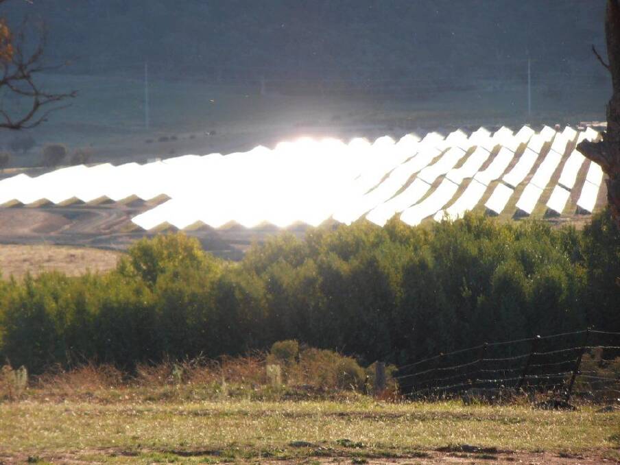 The Royalla solar farm
as seen from Jennifer Howlett's property, across the Monaro Highway, in March 2014.  Photo: Karleen Minney