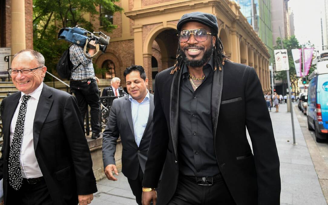 West Indies' Cricket player Chris Gayle leaves court in Sydney. Photo: Brendan Esposito