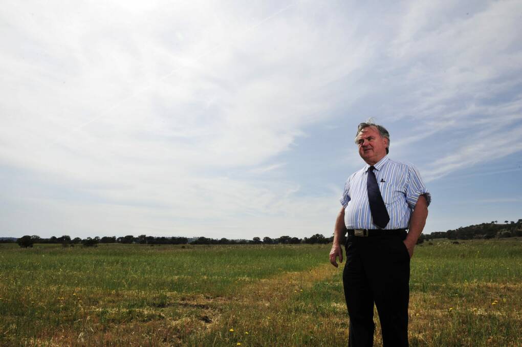 Village Building Company managing director Bob Winnel on his development site at Tralee, NSW, in 2012. He argues the ACT Government is neglecting those who should be able to buy a modest home. Photo: Jay Cronan