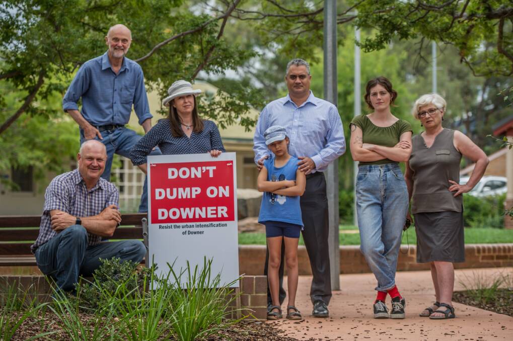 Downer Community Association convenor Miles Boak, pictured above (far left), with residents concerned about the future of their suburb Photo: Karleen Minney