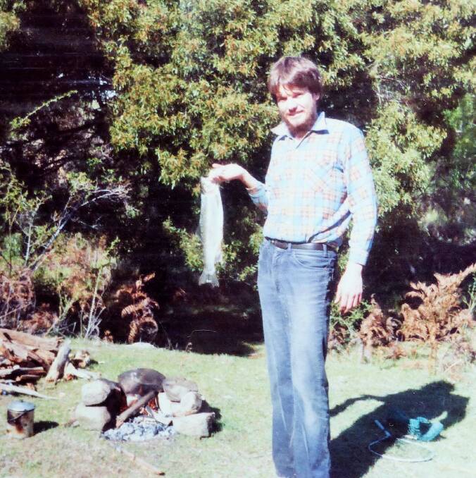 A 1982 photo of Matthew Higgins with a Goodradigbee Trout. Photo: S. Pollard