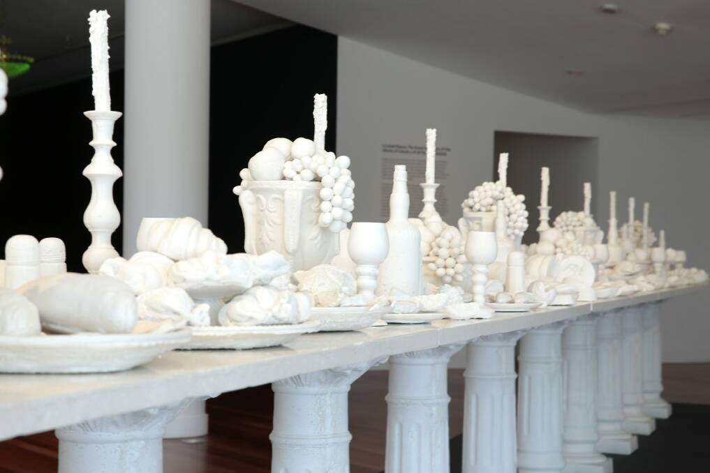 The Last Supper (2014) by Ken and Julia Yonetani is a nine-metre long installation made out of salt. Photo: Jeffrey Chan