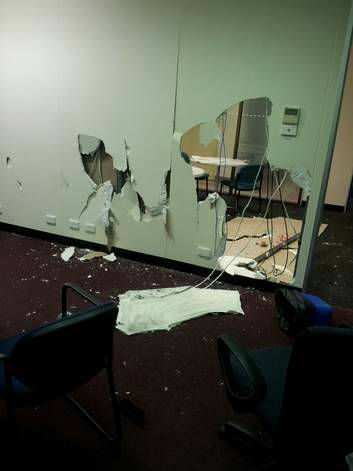 The vacated Medicare office in Four Seasons House above La Porchetta restaurant after being vandalised on Wednesday night. Photo: Supplied