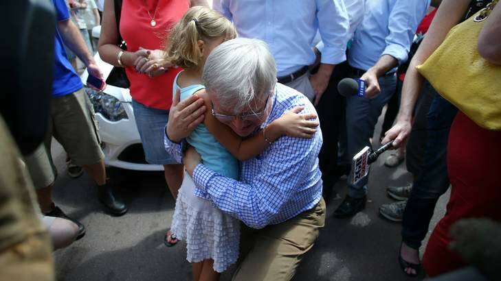 Prime Minister Kevin Rudd hugs Virginia Rudd at Parap markets in Darwin. Photo: Andrew Meares
