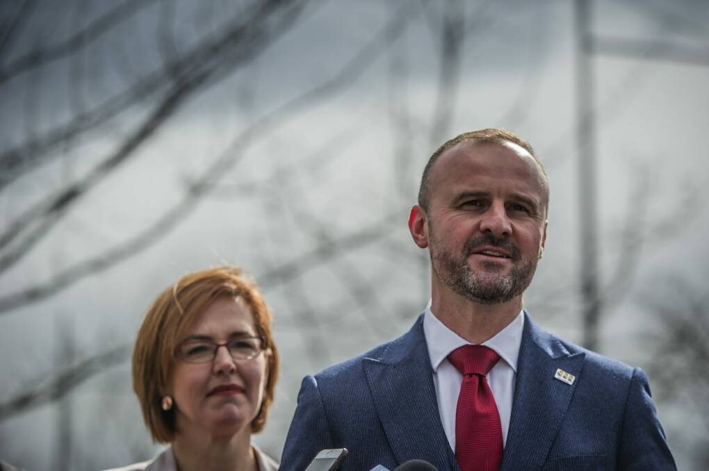 Chief Minister Andrew Barr and Transport Minister Meegan Fitzharris.  Photo: Karleen Minney
