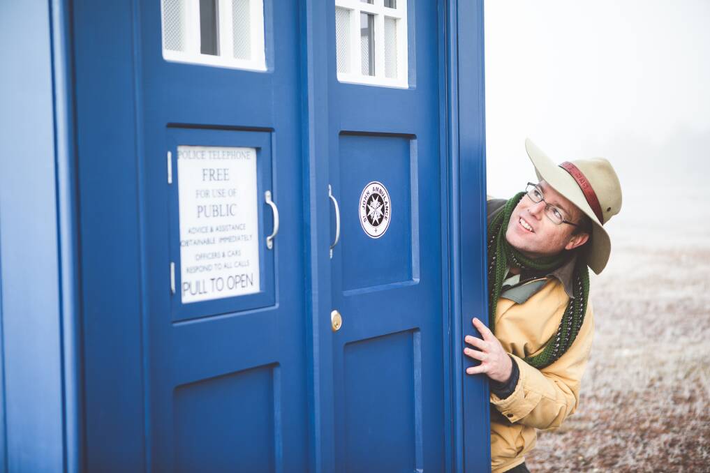 Tim inspects the TARDIS (Time and Relative Dimension in Space). Photo: Brendan Maunder