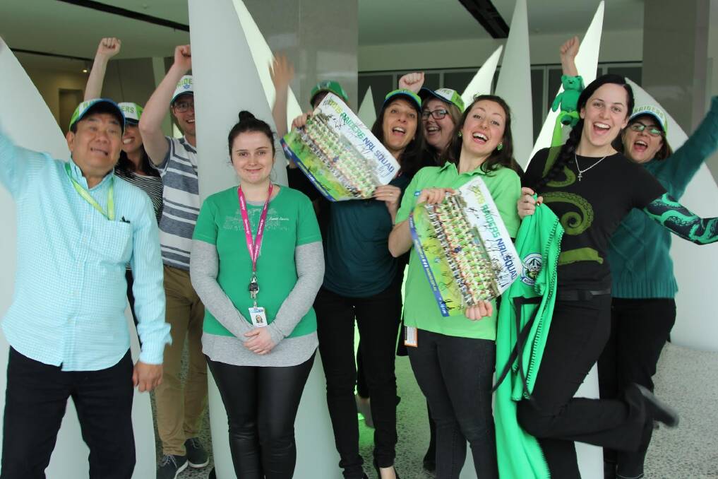 ActewAGL staff wore green to wish the Canberra Raiders good luck on Saturday. Photo: Supplied