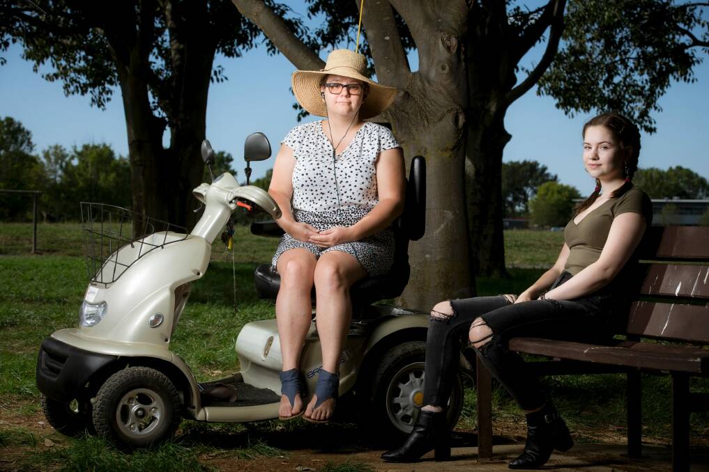 ANU PhD candidate Susan Hutchinson and seventeen-year-old Celeste Flowers suffer from chronic fatigue.  Photo: Sitthixay Ditthavong