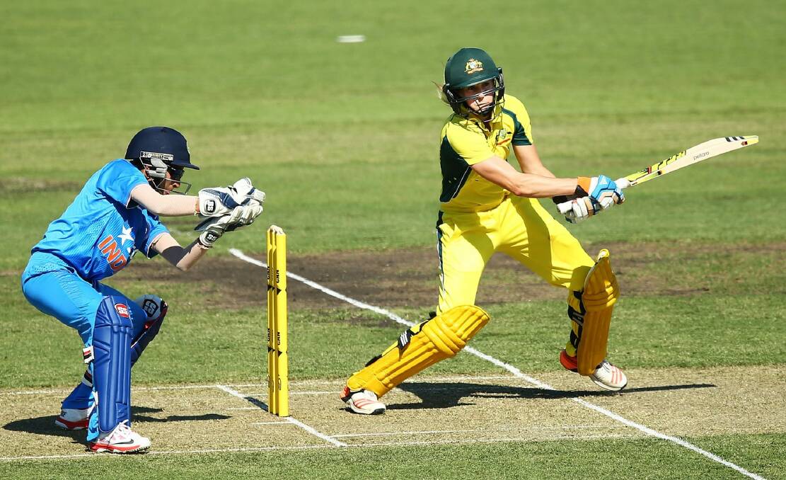 Southern Stars all-rounder Ellyse Perry scored 90 and took four wickets in Tuesday night's 101-run victory against India at Manuka Oval. Photo: Mark Nolan