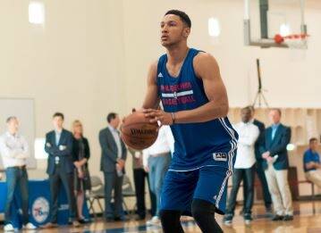 Inevitable conclusion: Ben Simmons works out in 76ers gear. Photo: Twitter