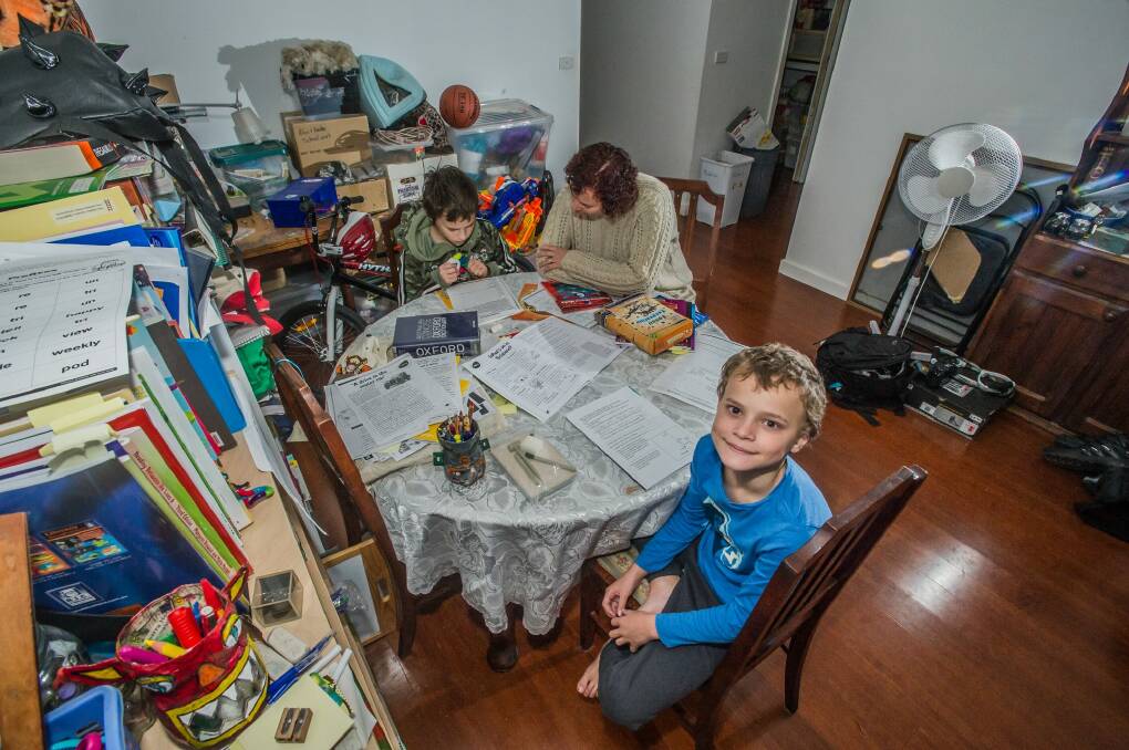 HENCAST (Home Education Network of Canberra and the Southern Tablelands ) President Michelle Allen of Queanbeyan and her sons Xander, 9, and Alex, 11 enjoy homeschooling. Photo by Karleen Minney. Photo: Karleen Minney