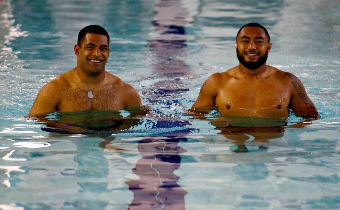 Scott Sio and Sekope Kepu of Australia during a Wallabies recovery session. Photo: Getty Images