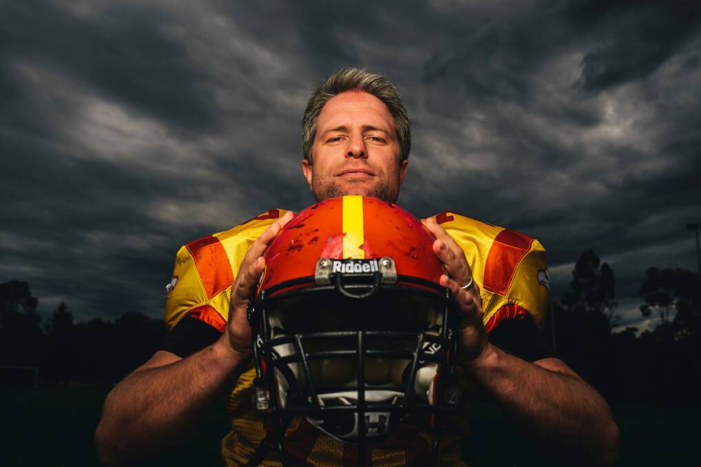University of Canberra Firebirds captain Sam Babic ahead of this weekend's ACT Gridiron Capital Bowl. Photo: Rohan Thomson