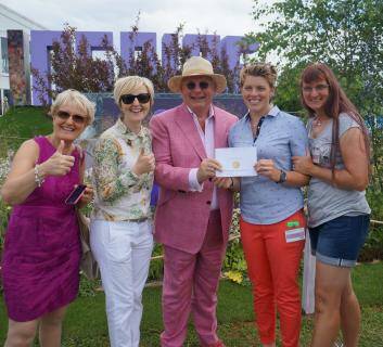 Heather Harvey, Emma Harvey, a judge, Amanda Miller and Teresa Miller who were awarded Gold at the Hampton Court Palace Flower Show. Photo: Supplied