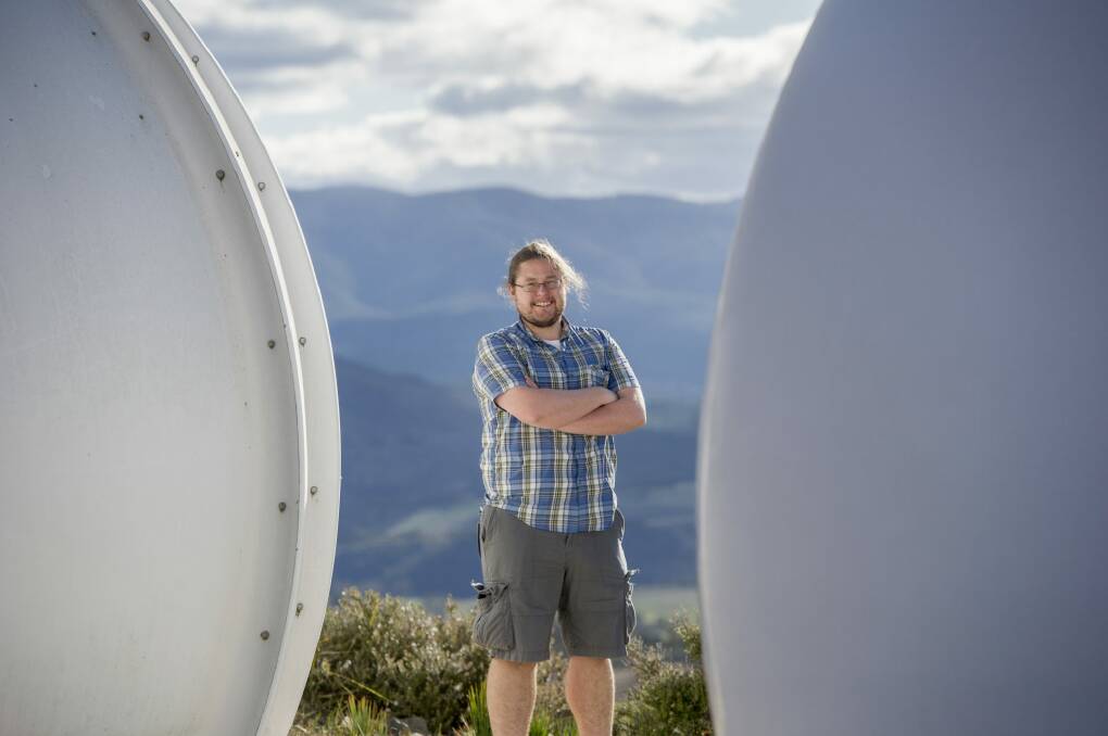 Astronomer Brad Tucker will attempt a stargazing Guinness World Record on Friday at Mt Stromlo Observatory. Photo: Jay Cronan