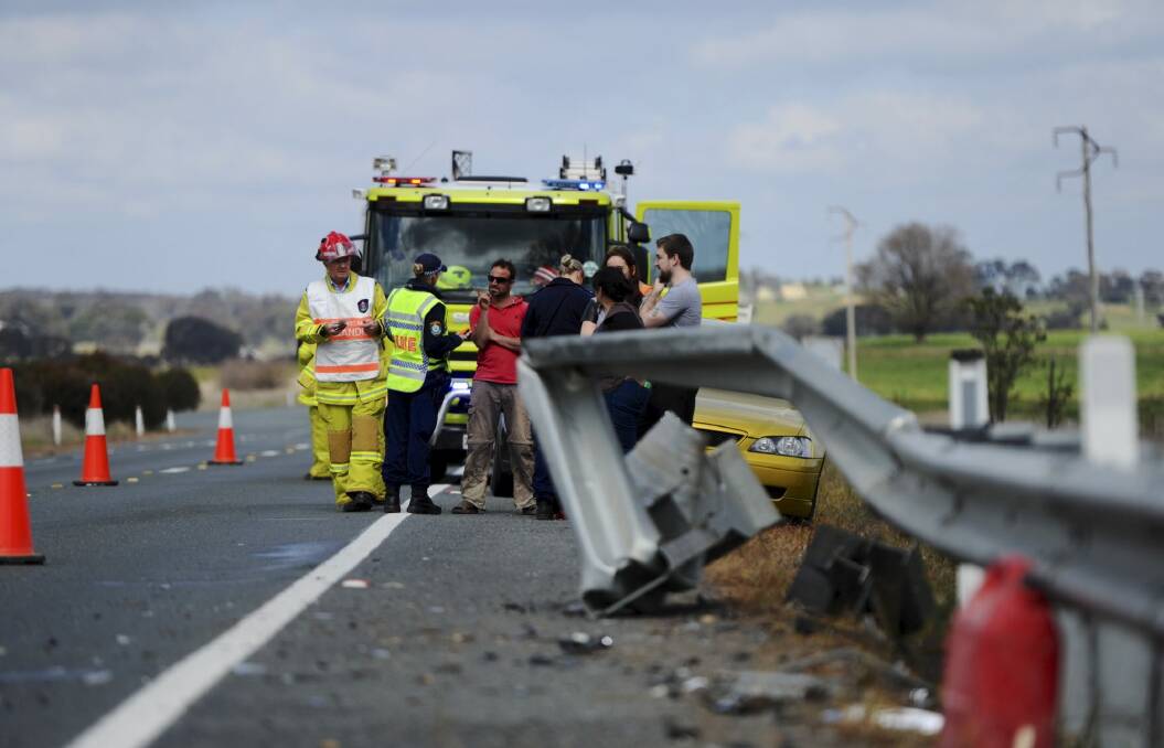 Another crash scene on the Barton Highway. Photo: Graham Tidy