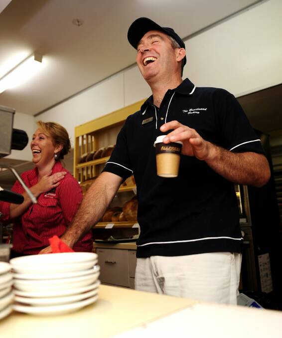 John Woodman behind the counter at the Braidwood Bakery Photo: The Canberra Times. 