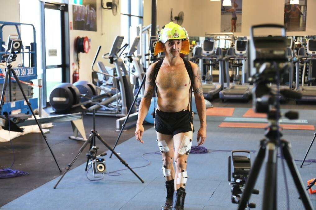 ACT firefighter Neil Willis is monitored using motion capture technology.  Photo: ACT ESA