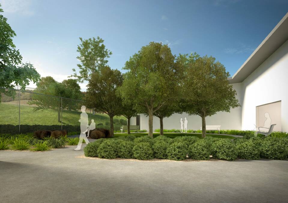 An artist's impression of the courtyard at the secure mental health unit being built at Symonston. Photo: Supplied