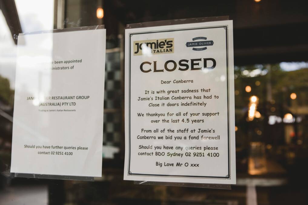 Jamie's Italian Canberra closes their doors. Photo: Jamila Toderas