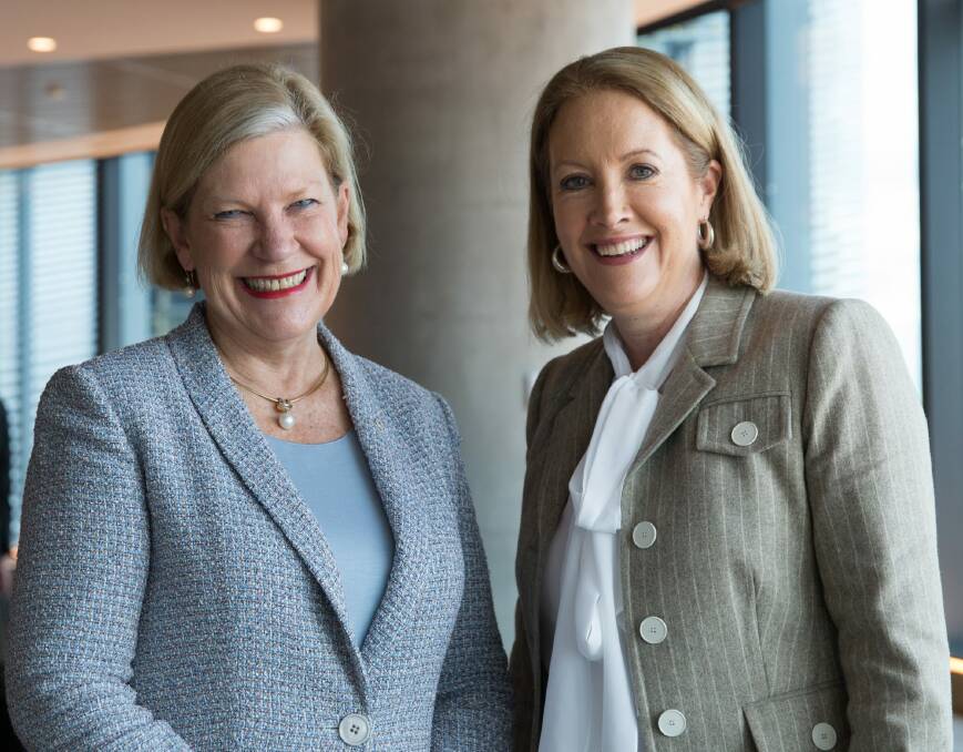 Ann Sherry - keynote speaker - and Elizabeth Broderick at the 100 Women of Influence breakfast. Photo: Janie Barrett