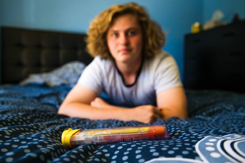 Ben Garani, who has severe nut allergies, is concerned about the shortage of EpiPens in Canberra.  Photo: Dion Georgopoulos