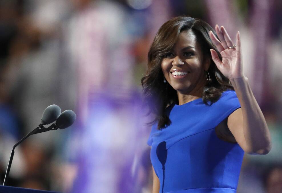 First Lady Michelle Obama takes the stage during the first day of the Democratic National Convention. Photo: AP